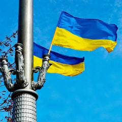 AhfuLife Ukraine Flag close-up of brass eyelets