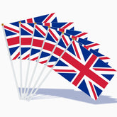 AhfuLife Union Jack hand held flag front view with white pole