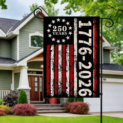 AIBOLYNE 250th Anniversary Garden Flag featuring distressed American flag stripes
