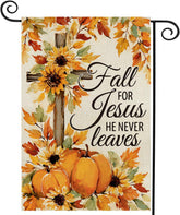 AIBOLYNE Fall Garden Flag 12x18 inch with pumpkin and sunflower design
