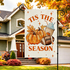 AIBOLYNE Fall Garden Flag double-sided design showing pumpkins and leaves