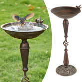 AIHAOKAN Cast Iron Pedestal Bird Bath front view with copper finish