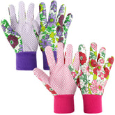 Ainiv Floral Gardening Gloves for Women, Purple floral pattern