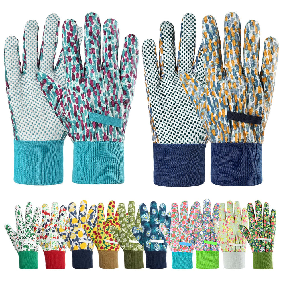 Ainiv Floral Gardening Gloves front view in dark green floral design