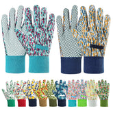 Ainiv Floral Gardening Gloves front view in dark green floral design