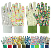 Ainiv Floral Gardening Gloves front view with floral pattern