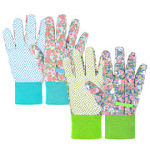 Ainiv Floral Gardening Gloves front view with light green flower pattern