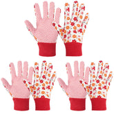 Ainiv Floral Gardening Gloves front view with red floral pattern
