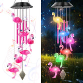 AIONASA Solar Flamingo Wind Chimes with four aluminium tubes