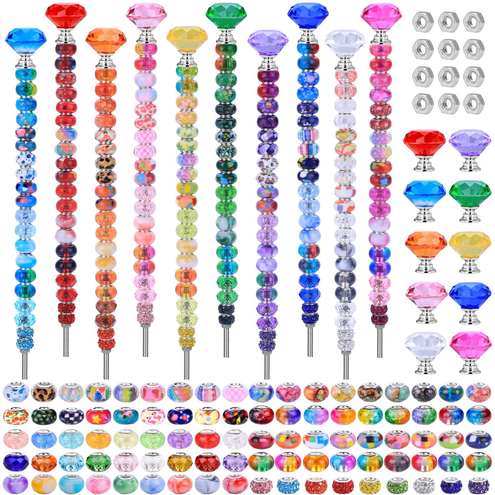 AIPRIDY DIY Crystal Beaded Fairy Wand Kit components including beads and rods