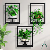 ALACOO Wall Plant Stand, Grey, front view with plants