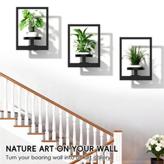 ALACOO Wall Plant Stand, Grey, with hanging plants displayed