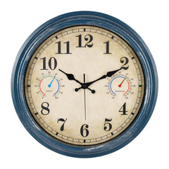 Alarllok 16-Inch outdoor clock front view with blue rustic design