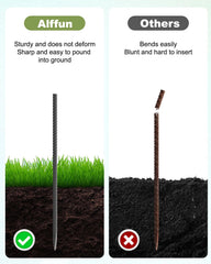 Alffun garden stakes secured in soil for plant support