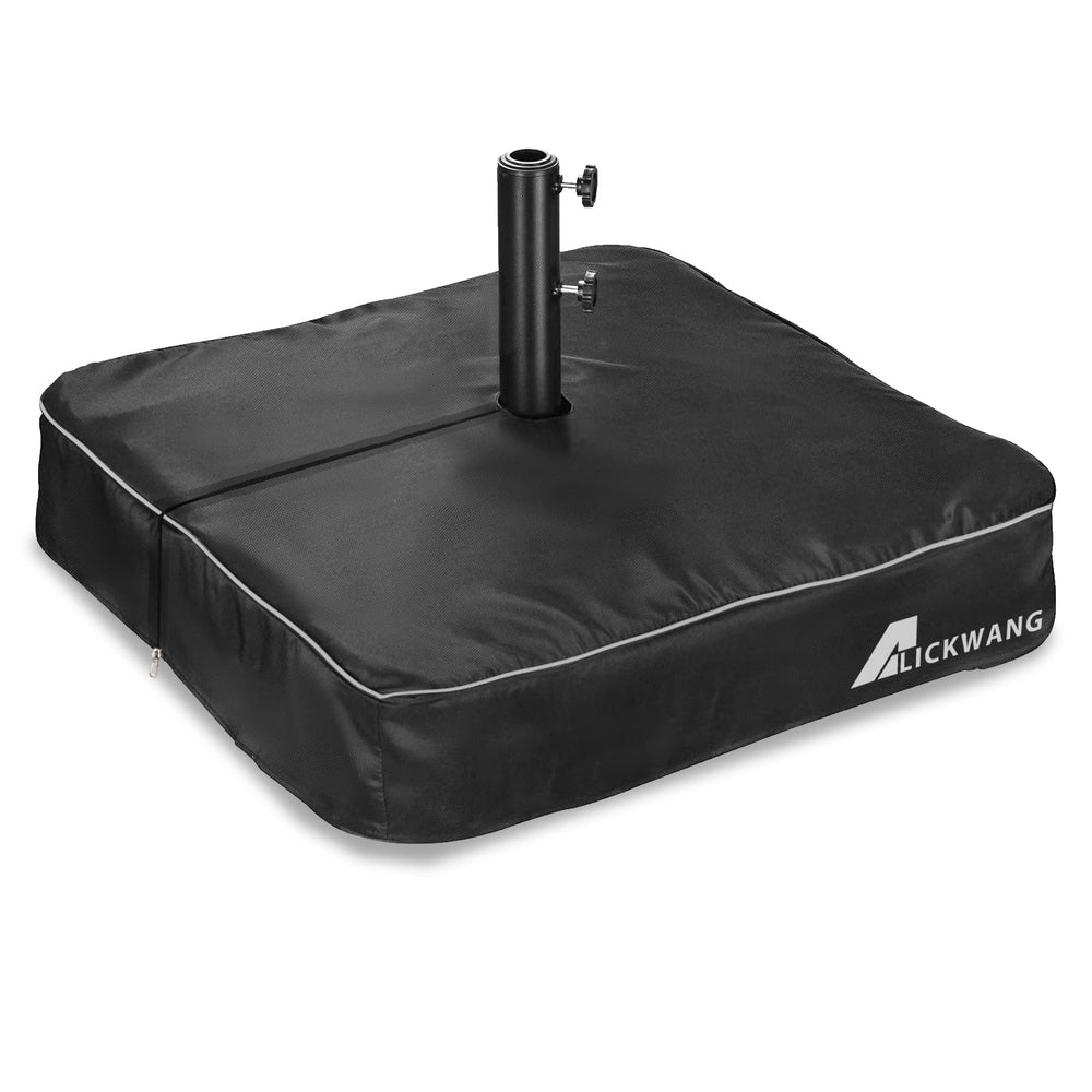 Alickwang Patio Umbrella Base Cover front view, black, 30" L x 30" W x 6" H