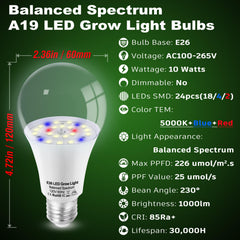 ALIDE LED Grow Light Bulb packaging and specifications