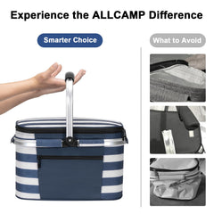 ALLCAMP Picnic Basket folded flat for storage