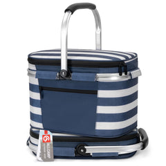 ALLCAMP Picnic Basket front view in blue and white