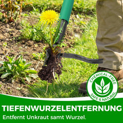 Allsetool weed puller tool in use in a garden setting