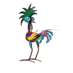 Alpine 19-inch Tropical Rooster Statue front view with vibrant feathers