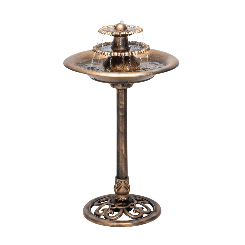 Alpine 35-inch bronze 3-tier water fountain front view