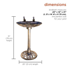 Alpine Birdbath in garden setting with birds gathered around