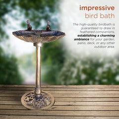 Alpine Corporation Bronze Birdbath close-up of bird figurines