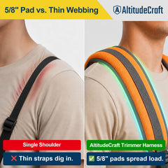 AltitudeCraft Adjustable Weed Eater Strap back view with adjustable features