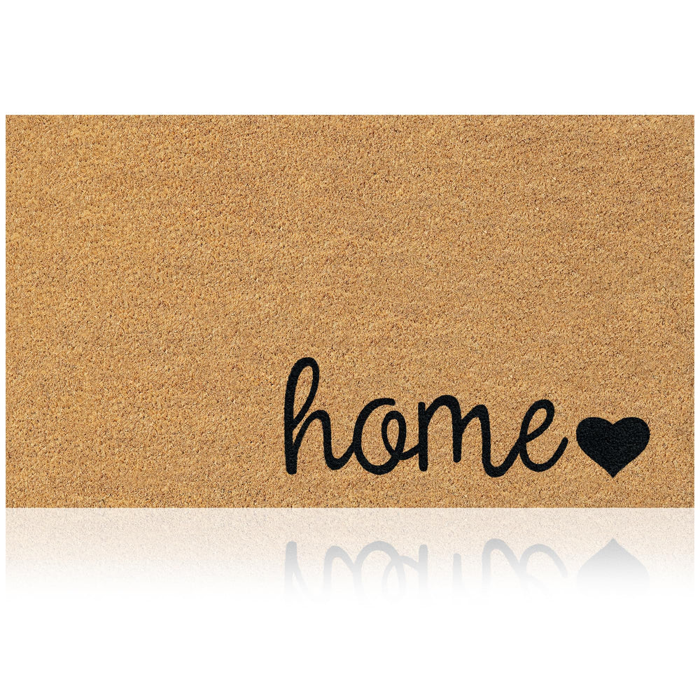 AMARU Coco Welcome Mat front view with Home Love design