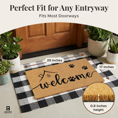 AMARU Coir Welcome Mat on outdoor porch