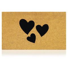 AMARU DOOR MATS Coir Welcome Mat front view with hearts design