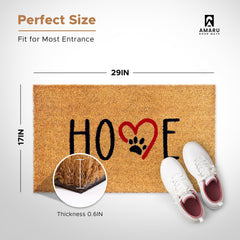 AMARU DOOR MATS Coir Welcome Mat side view showing non-slip backing
