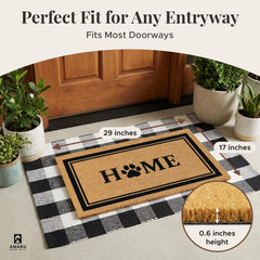 AMARU DOOR MATS Coir Welcome Mat side view showing non-slip backing