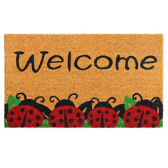 AMARU DOOR MATS Coir Welcome Mat with ladybug design front view