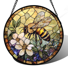 AMDERVEN 15-inch stained glass suncatcher front view with vibrant colours