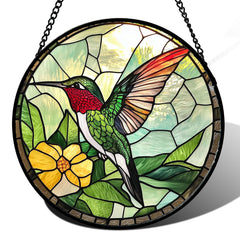AMDERVEN Hummingbird Stained Glass Suncatcher front view