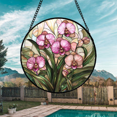 AMDERVEN Suncatcher hanging in a window with sunlight filtering through