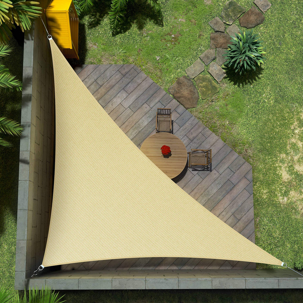 Amgo 20' x 20' Beige Triangle Sun Shade Sail front view