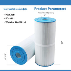 AmiBron PWK35B filter side view showing dimensions