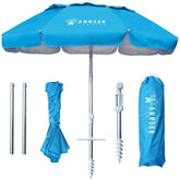 AMMSUN 6ft Portable Beach Umbrella front view in light blue