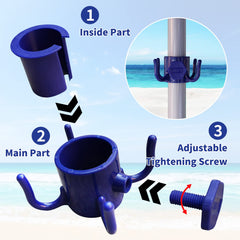 AMMSUN Beach Umbrella Hook with 4 prongs, close-up view