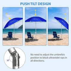 AMMSUN beach umbrella with integrated sand anchor in use