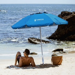 AMMSUN beach umbrella with sand anchor in use