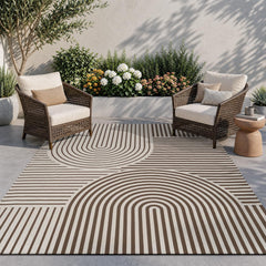 AMOAMI Outdoor Rug 5x8 ft greyish brown flatweave front view