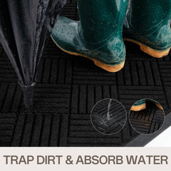 Amyracel door mat showing non-slip rubber backing