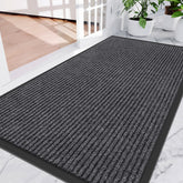 Amyracel Front Door Mat 2'x6' Grey Double Stripe front view