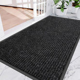 Amyracel Front Door Mat 3'x4' black double stripe front view