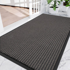 Amyracel Front Door Mat 3'x4' grey three stripe front view