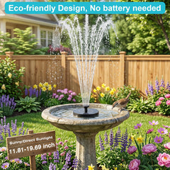 AMZtime Solar Bird Bath Fountain side view showing spray patterns