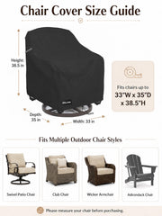 ANartcle Outdoor Swivel Lounge Chair Cover back view, black